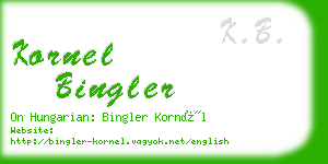 kornel bingler business card